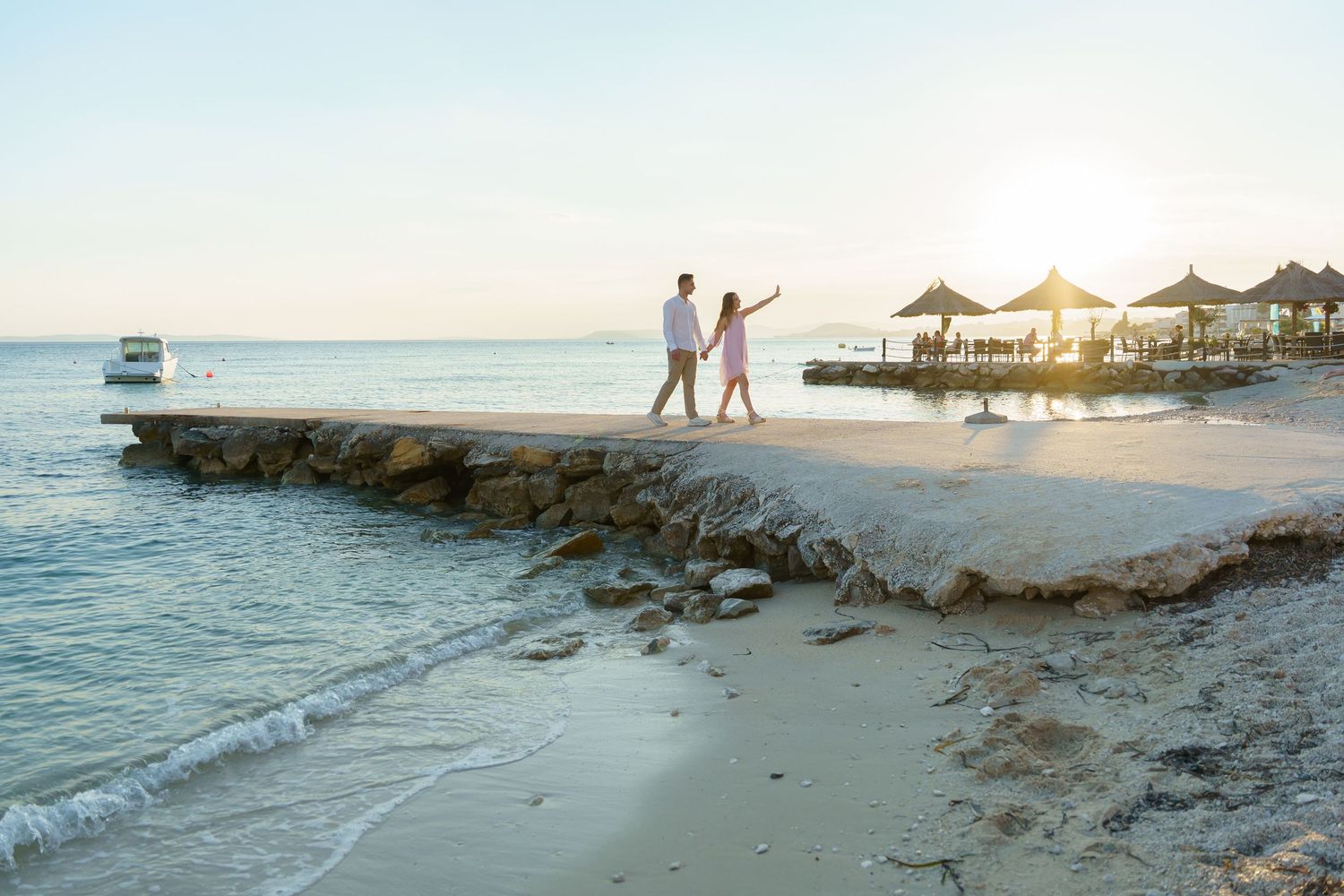 Surprise Proposal at pier at Podstrana Beach SPLIT
