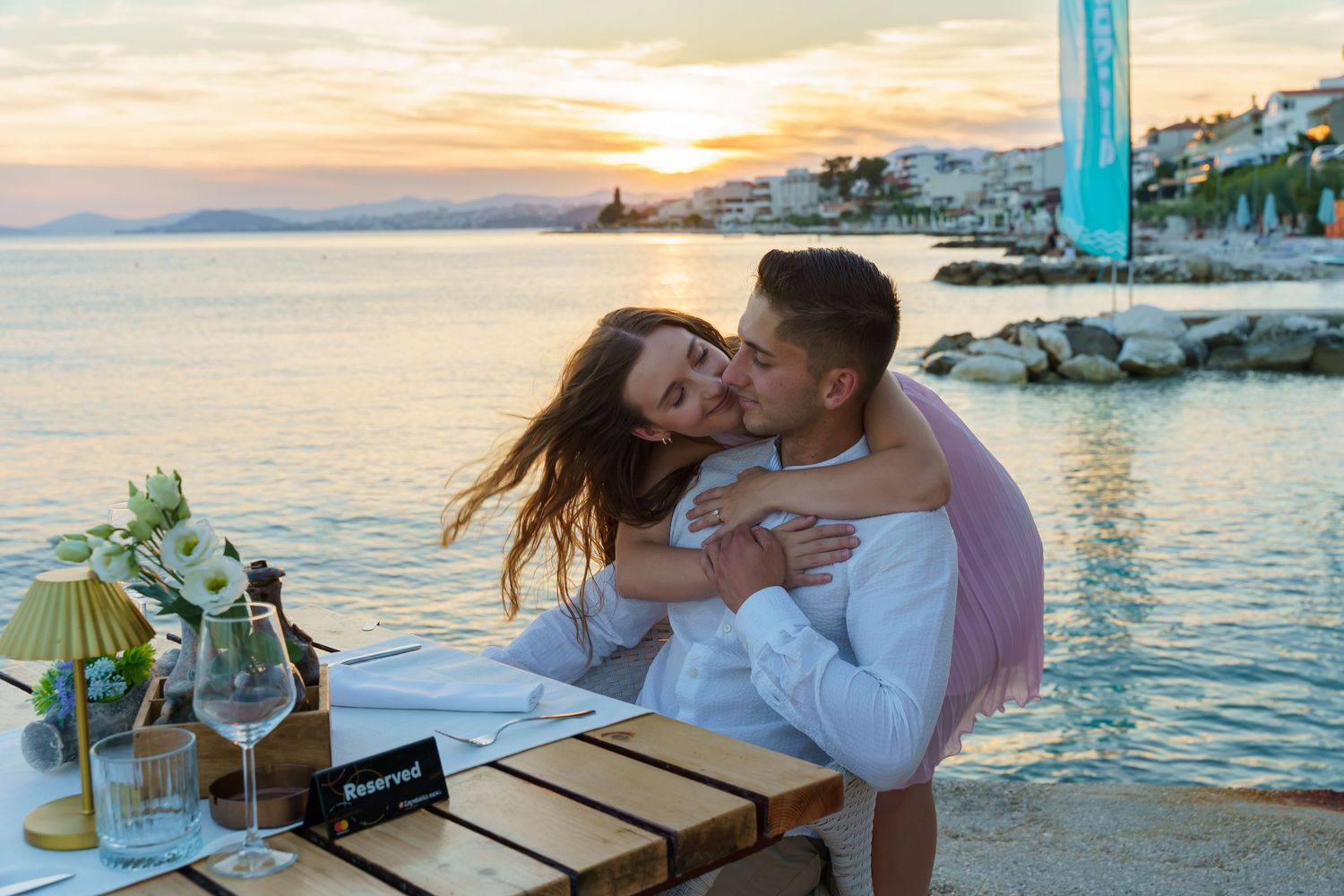 Surprise Proposal at pier at Podstrana Beach SPLIT