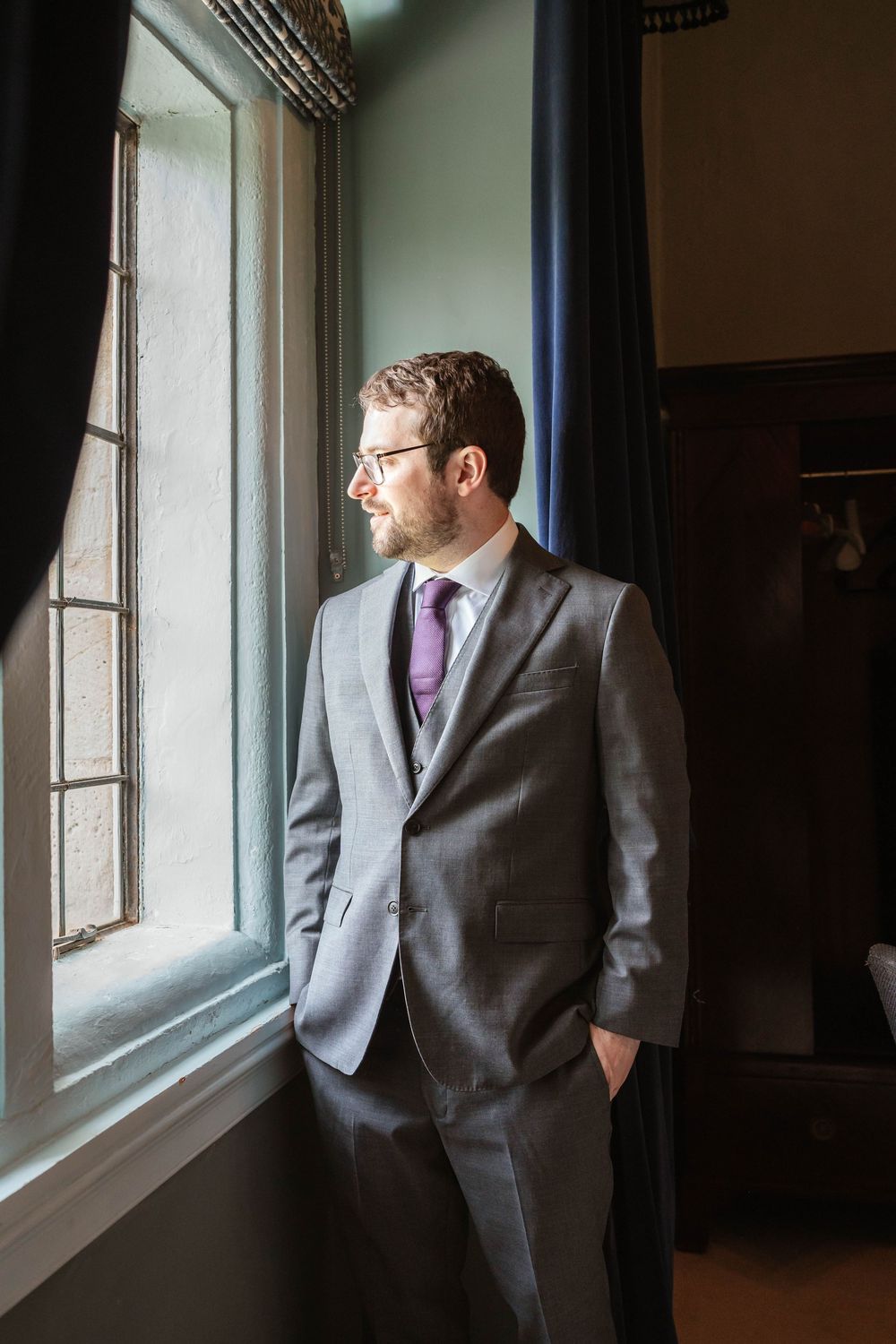 Clearwell Castle wedding venue Gloucestershire castle groom portrait