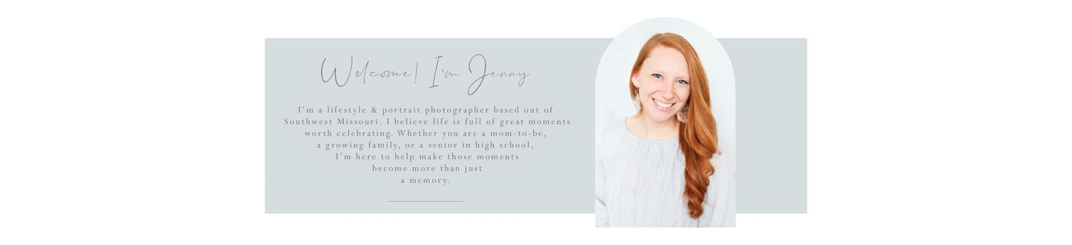 Professional headshot banner design with light gray background.