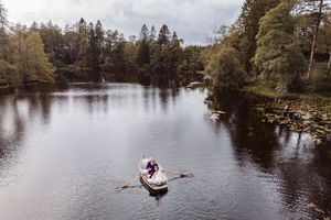 Gilpin Hotel - Wedding - Bride and Groom in Boat