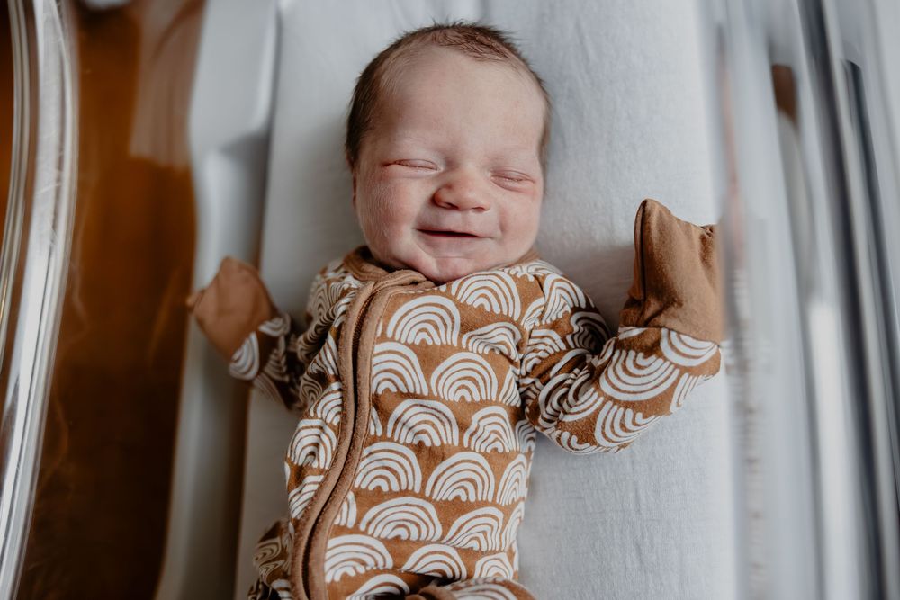 Fresh48 newborn baby in the hospital in West Bend, WI  with Essence Rose Photography.