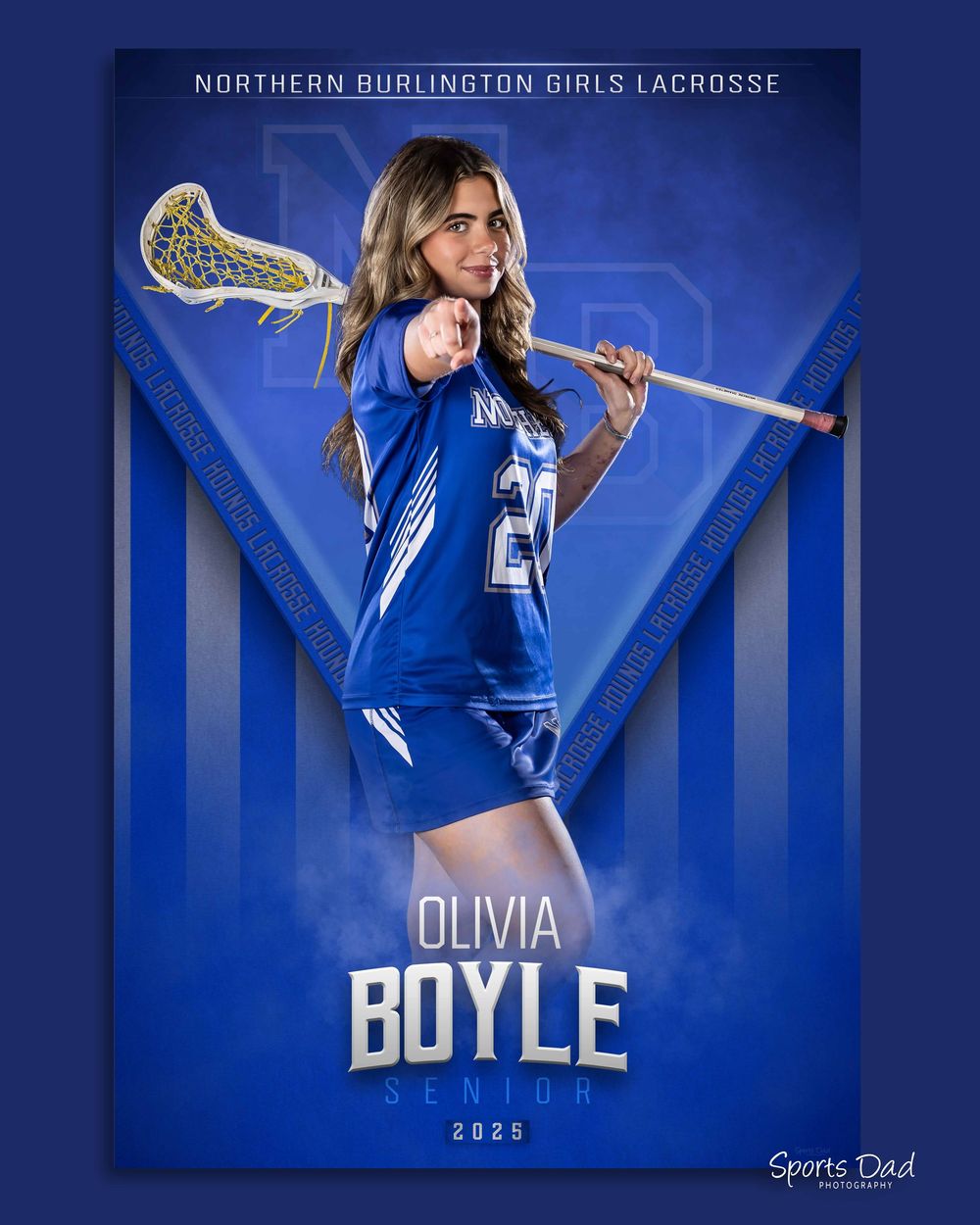 Northern Burlington Regional High School, Mansfield, NJ, Girls LAX banner created by Sports Dad Photography.