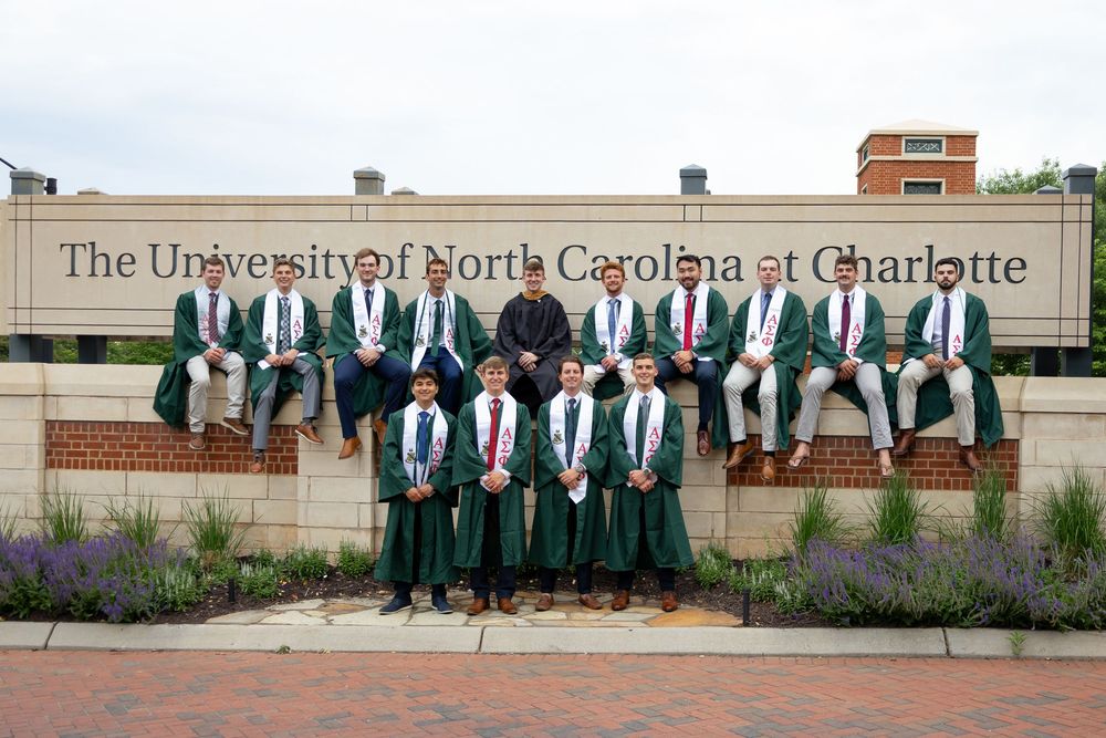 Graduation Photography for UNC Charlotte Alpha Sigma Phi fraternity seniors in Charlotte, NC