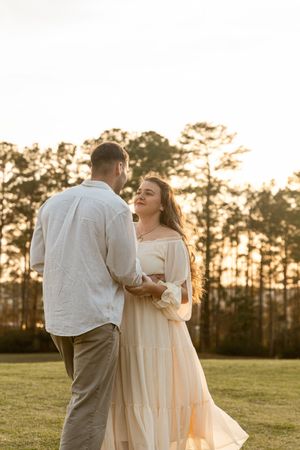 couple slow dancing at sunset. Jacksonville NC couples photographer