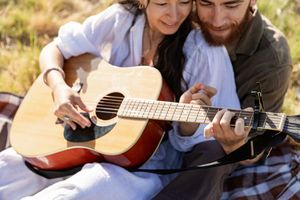 Couples session with acoustic guitar in Eastern NC
