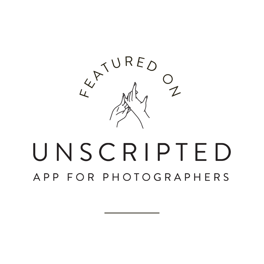 "Featured on UNSCRIPTED app for photographer" badge that HayleyB Photography earned