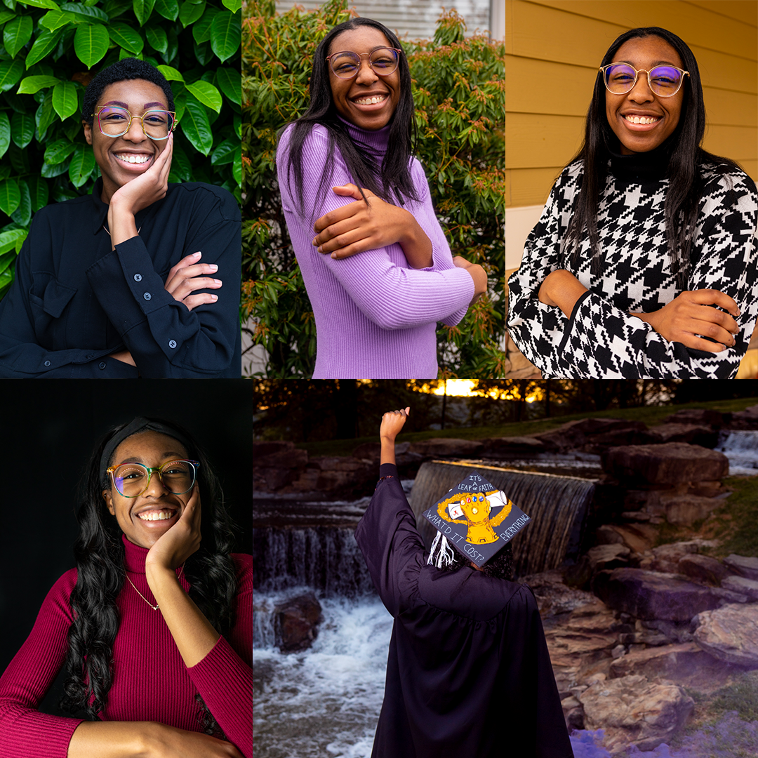 Photo collage of five different photos of Kassidy/KLo.