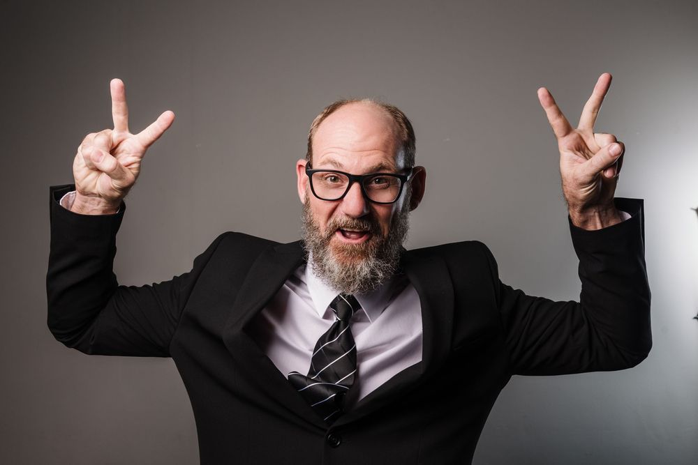 Fun portrait of business man
