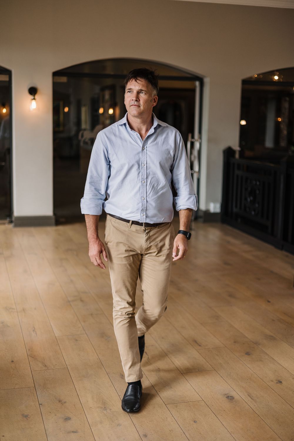 Walking portrait of business man