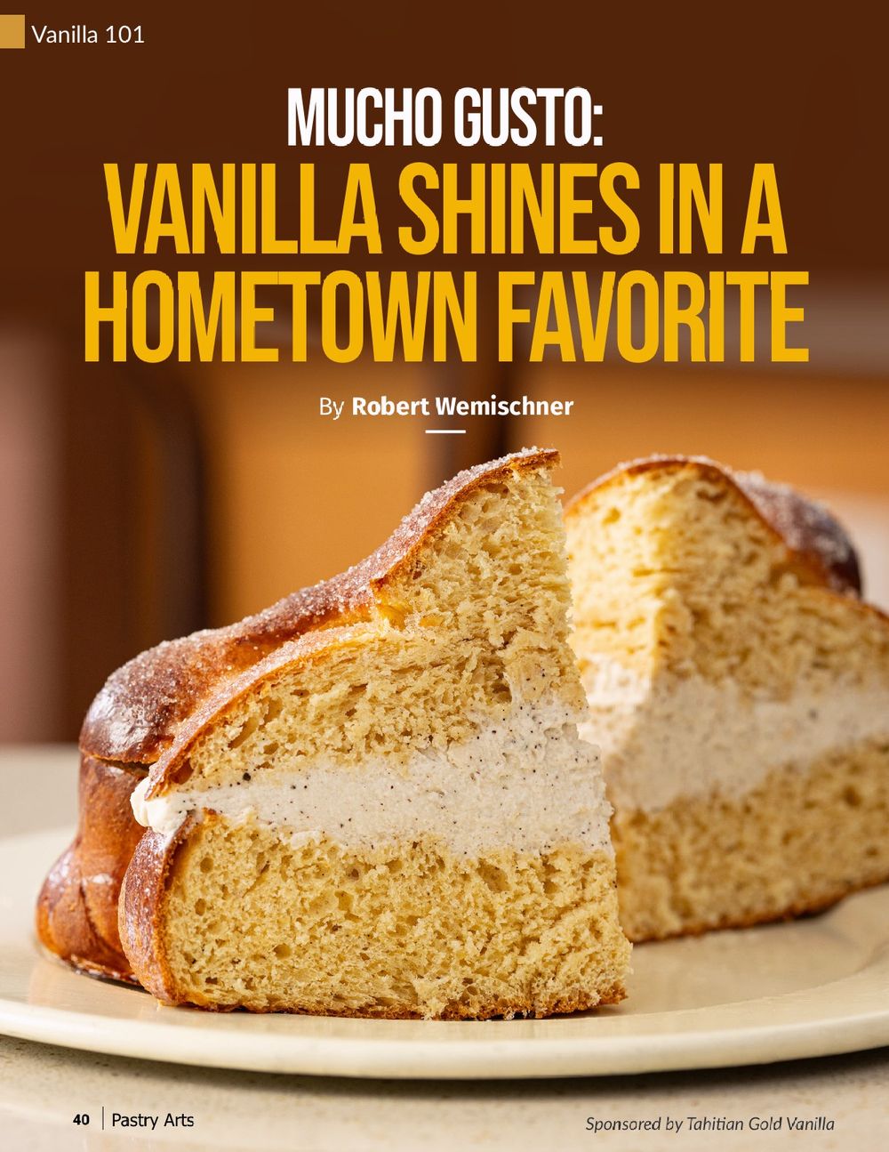 Tear sheet from food magazine featuring photo of pan de muerto captured by Los Angeles food photographer.