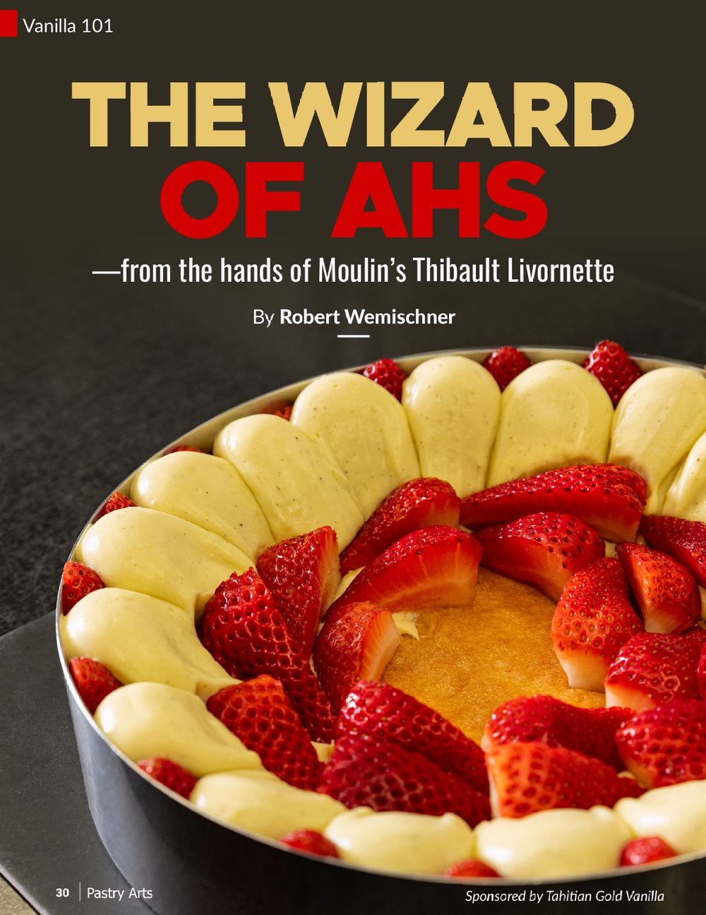 Cover image from a recipe article showing a fraisier made by a pastry chef and captured by Los Angeles food photographer.