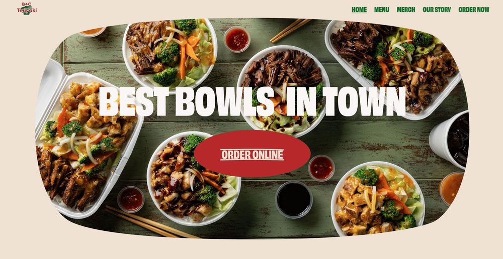 Food & Lifestyle photographer tear sheet displaying a variety of teriyaki bowls from Los Angeles restaurant.