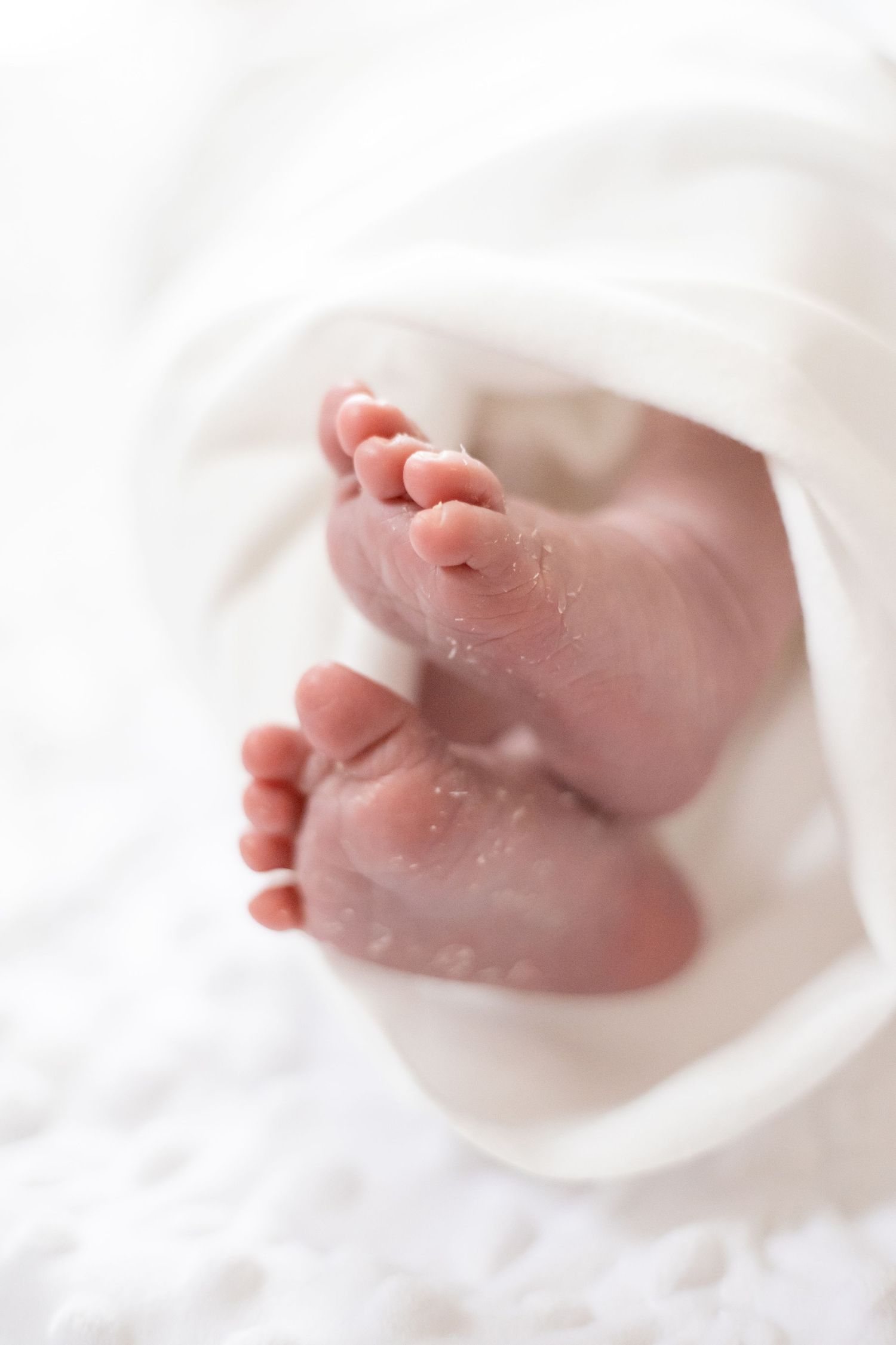 close up of newborn feet