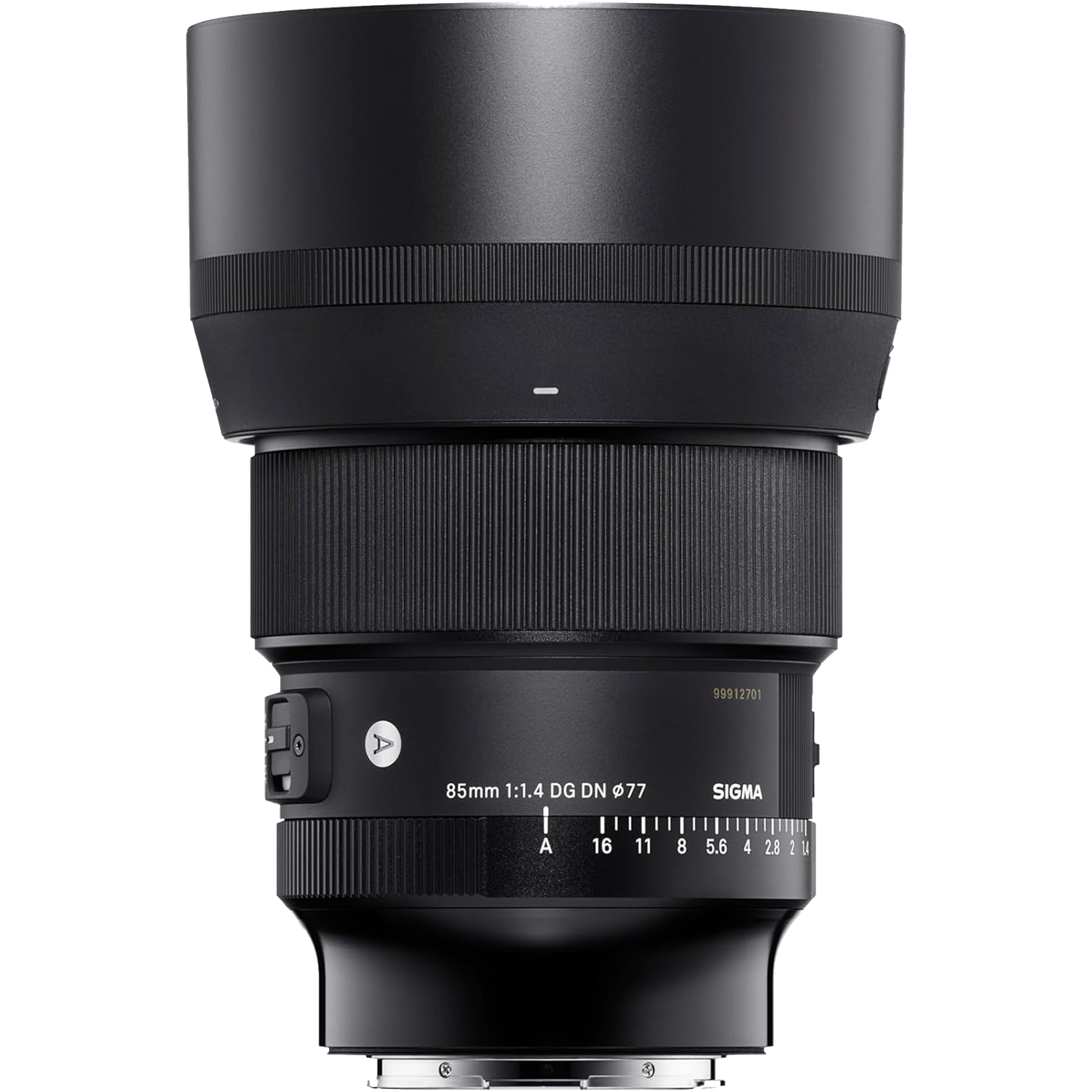 A professional black Sigma 85mm f/1.4 DG DN Art lens for mirrorless cameras with focus and aperture rings.