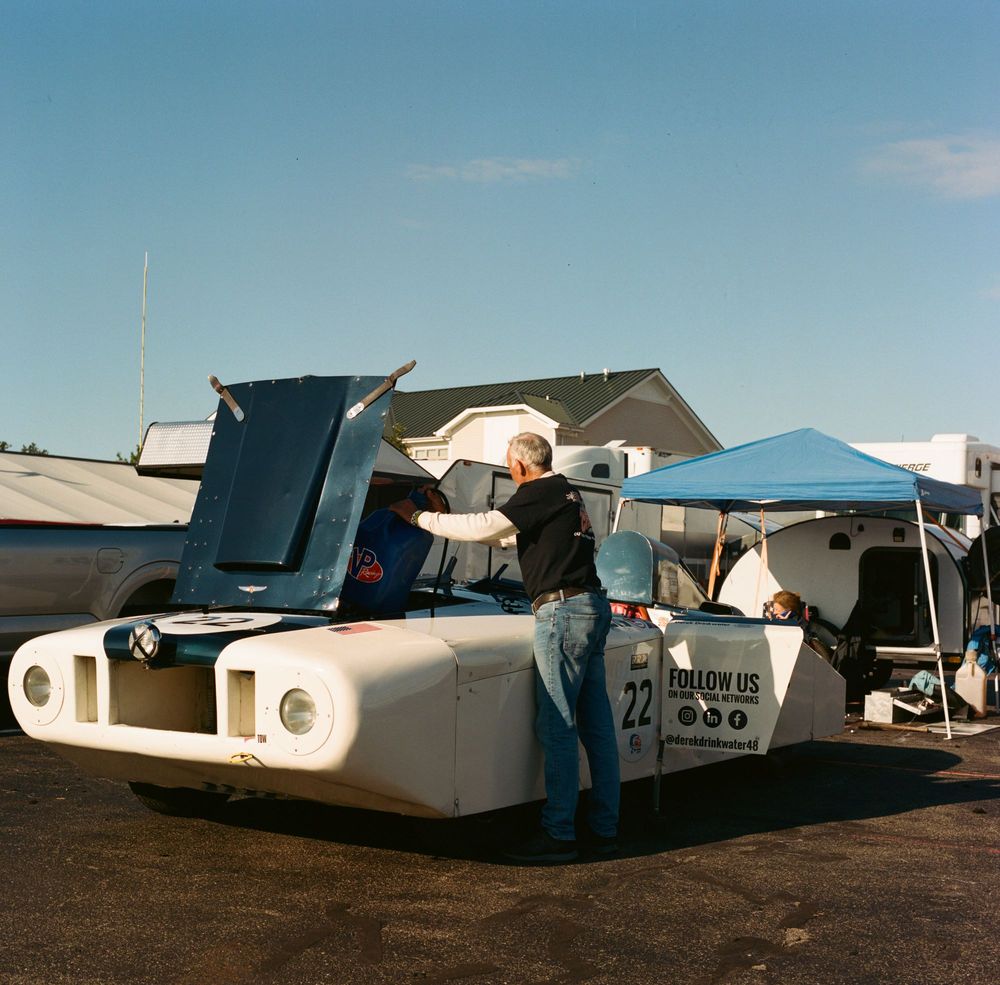 La Monstera, a Cadillac Lemans car as constructed by Derek Drinkwater. Shot on medium format during the Watkins Glen Vintage Grand Prix.