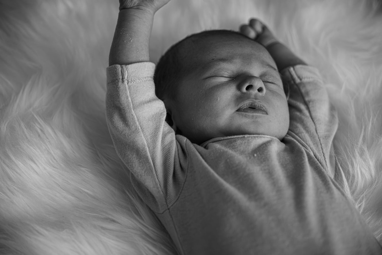 Newborn baby stretching