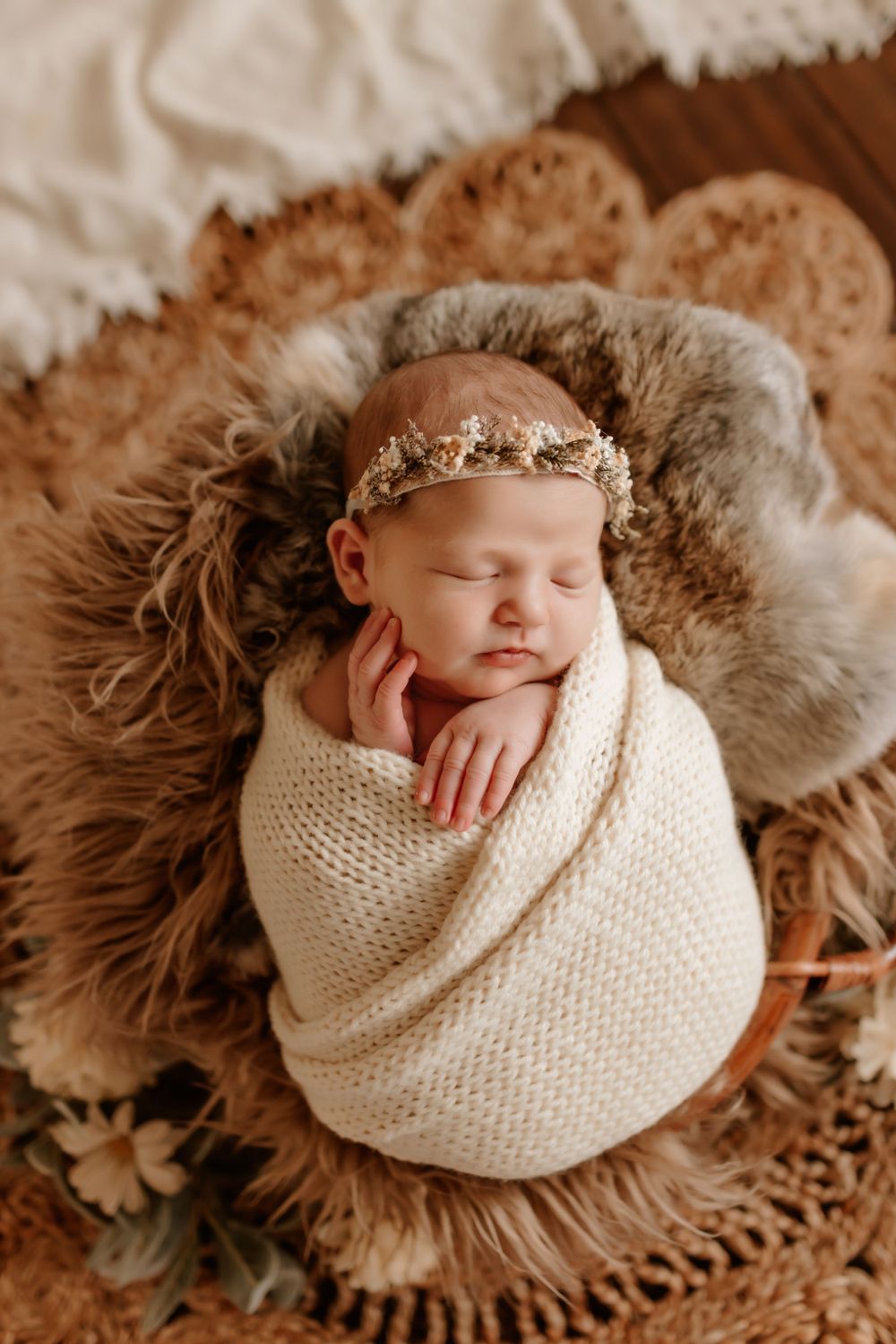 Newborn swaddled during in-home session in Maiden NC