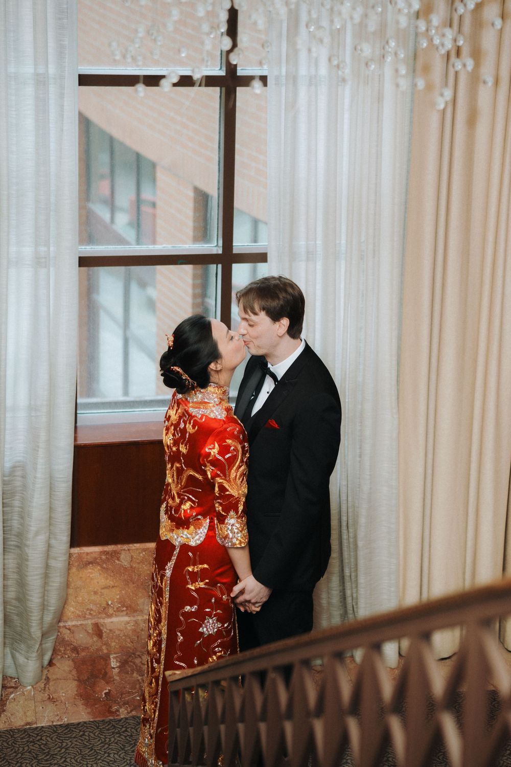 Cultural tea ceremony in traditional attire during Tiffany and Sam’s Toronto wedding.