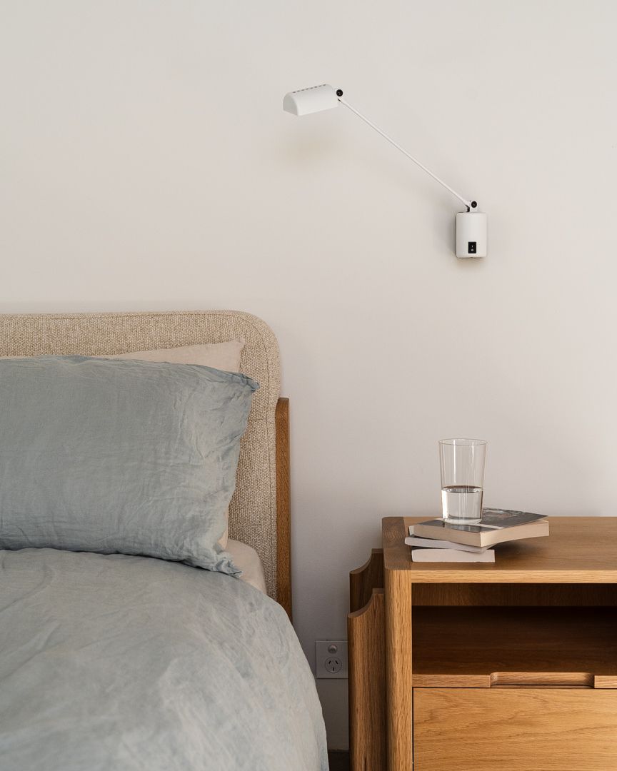 Interior design photograph of a luxurious high-end master primary bedroom in Perth
