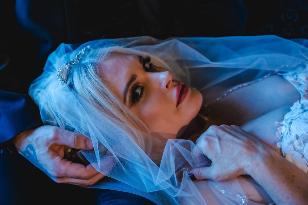 Gothic bride meets rock 'n roll vibes in this epic Halloween Las Vegas elopement. Bold, moody, and unforgettable.