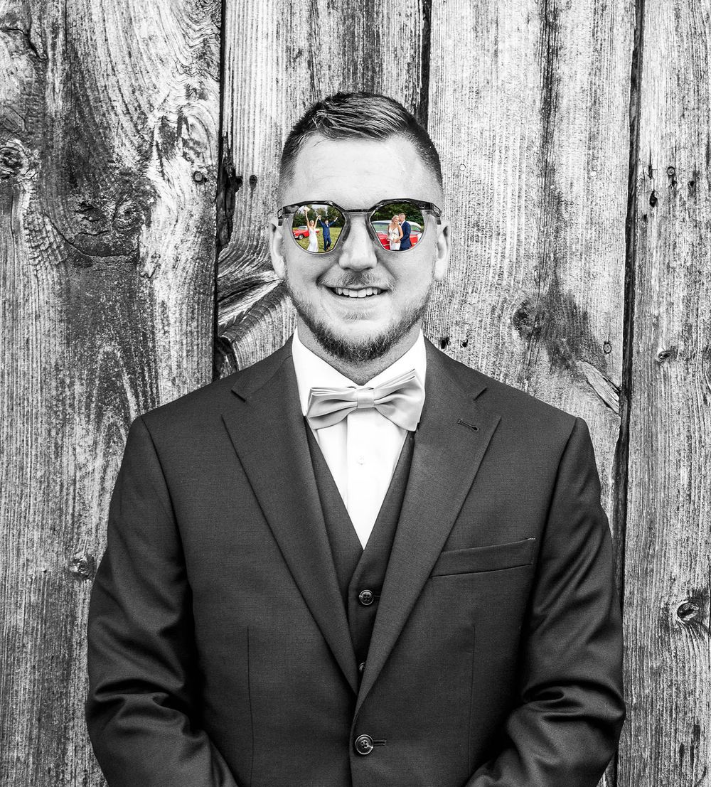 groom, groom photos, groom portraits, groom posing, wedding photographer, NC SC photographer, special edit, photo editing, sunglasses, men