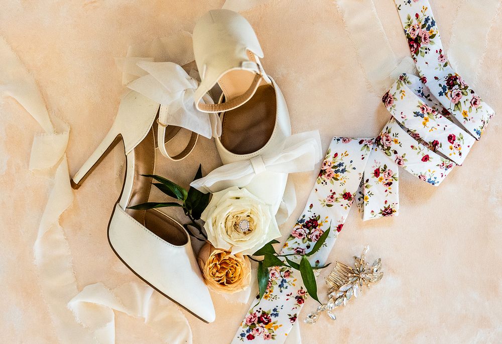 wedding details, wedding shoes, bridal shoes, wedding flowers, flat lay, wedding photographer, Kim Taylor photography, nc wedding, nc bride