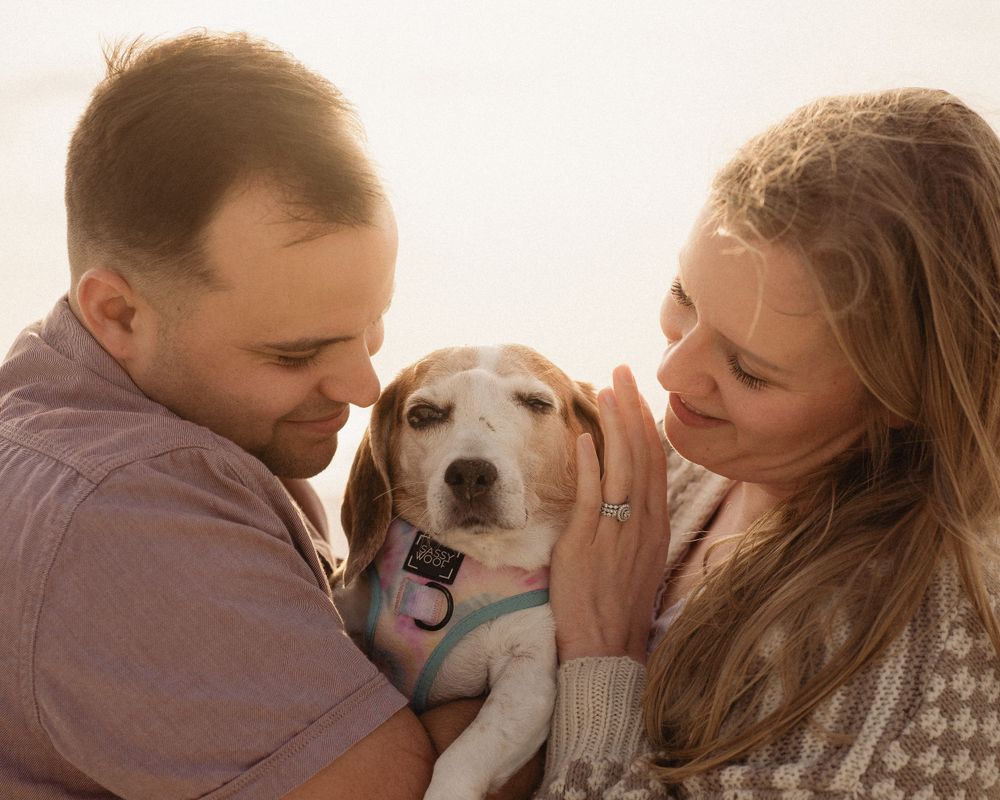 Dog end of life couple photoshoot at Pensacola Beach