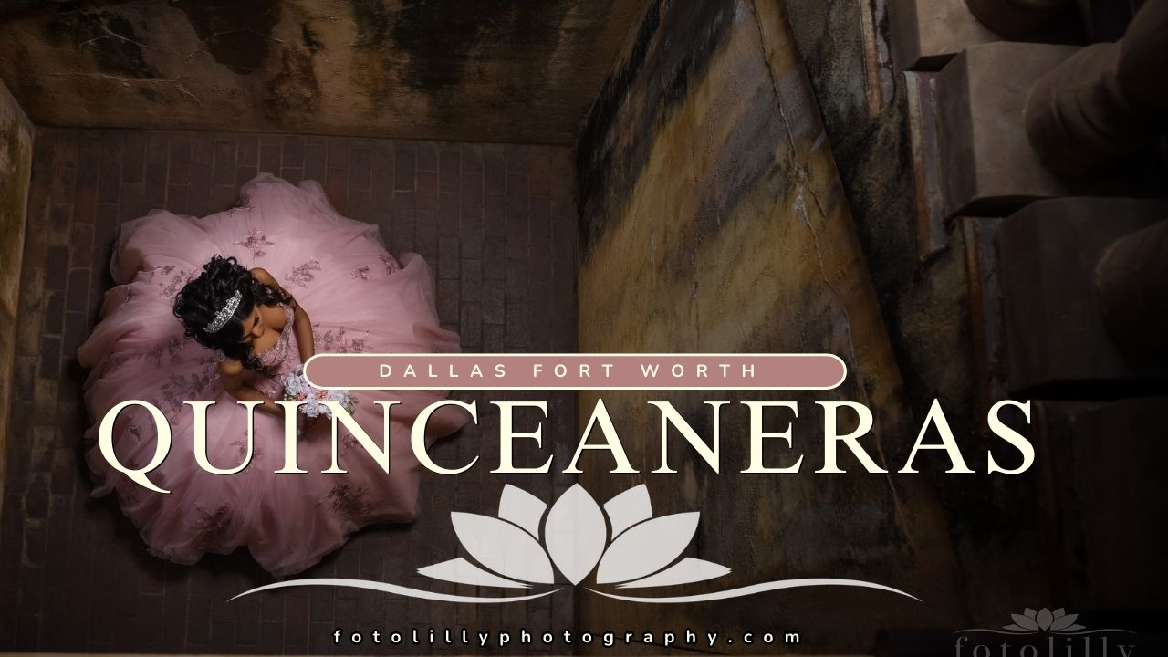 Professional quince photography in Denton TX capturing quinceañera dress ceremony and reception
