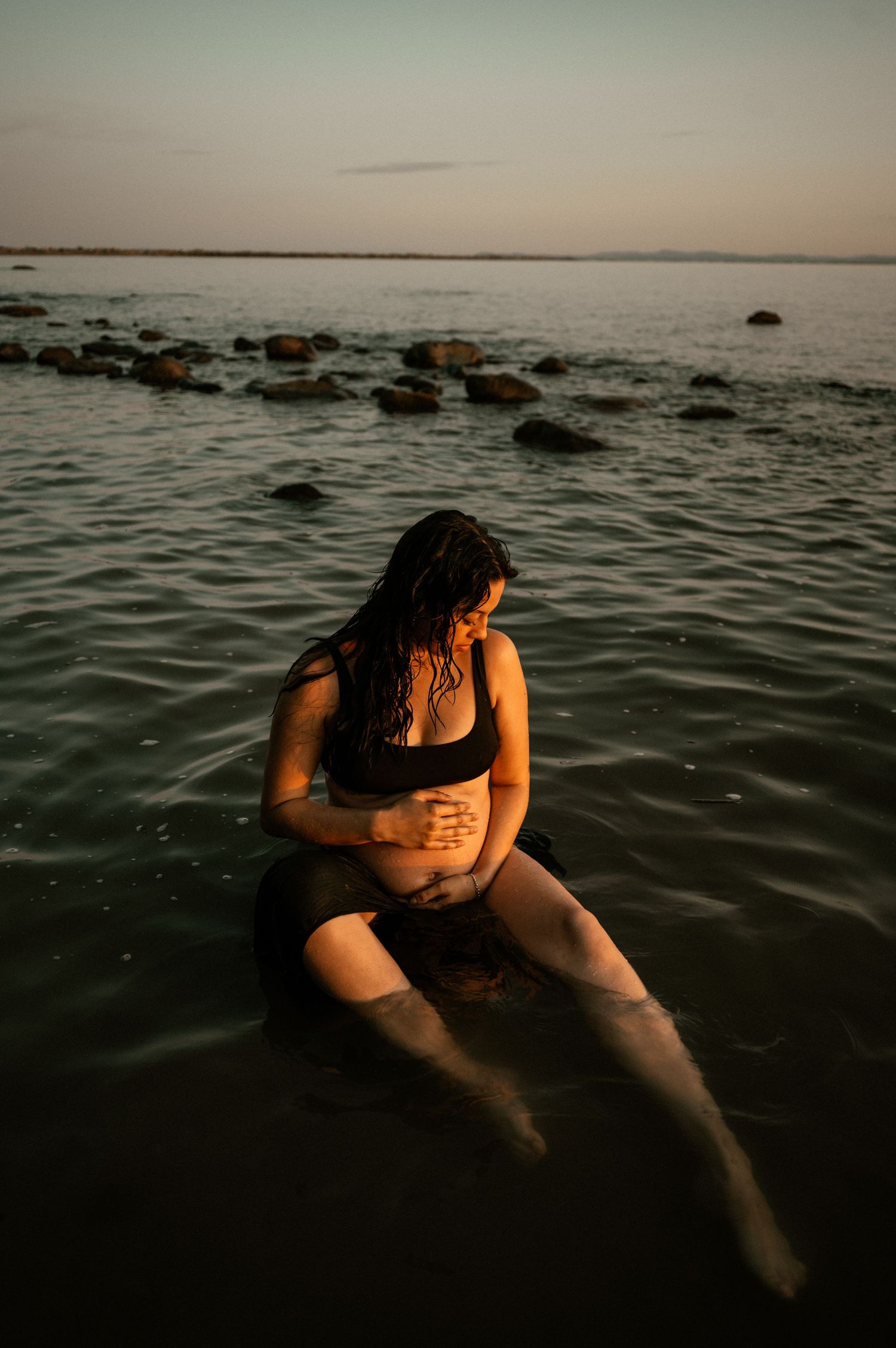 Lifestyle Photography by Marina Dams Beach Sunset Maternity Photoshoot Vancouver