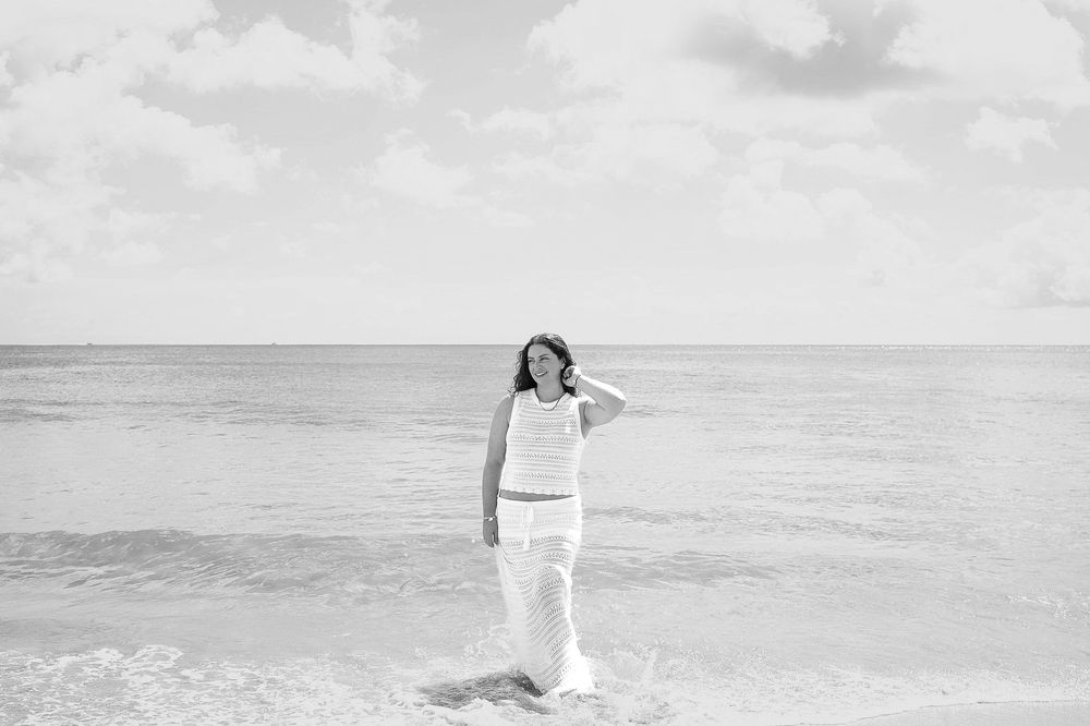 black and white beach portrait photo