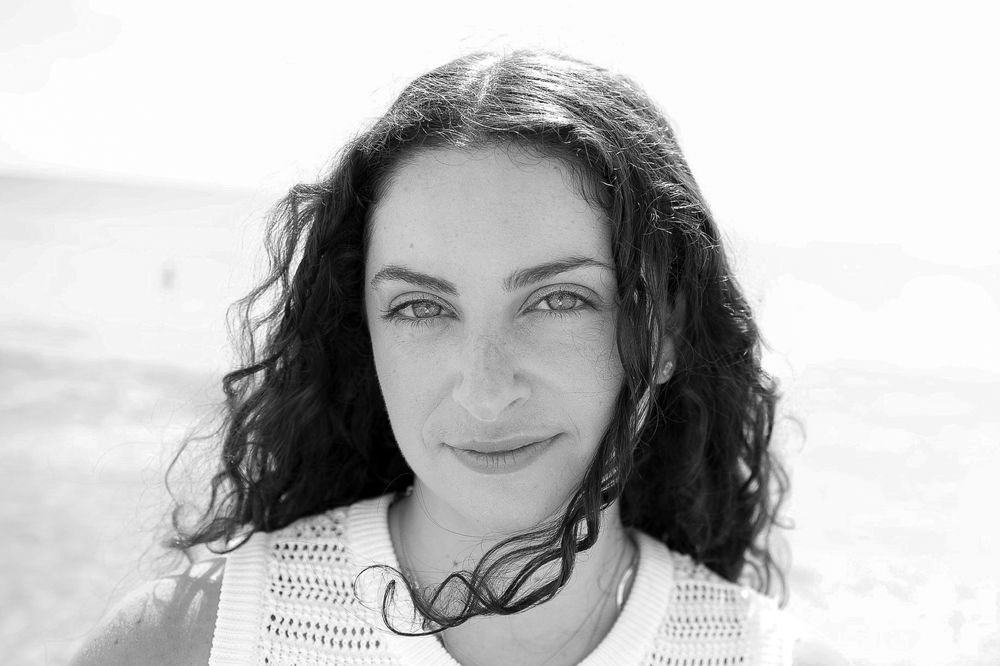 black and white beach portrait photo