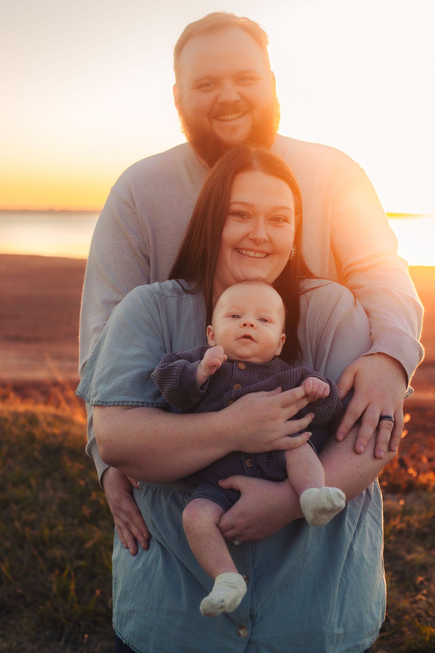 Sunset family session with warm neutrals and movement in Nichols Hills