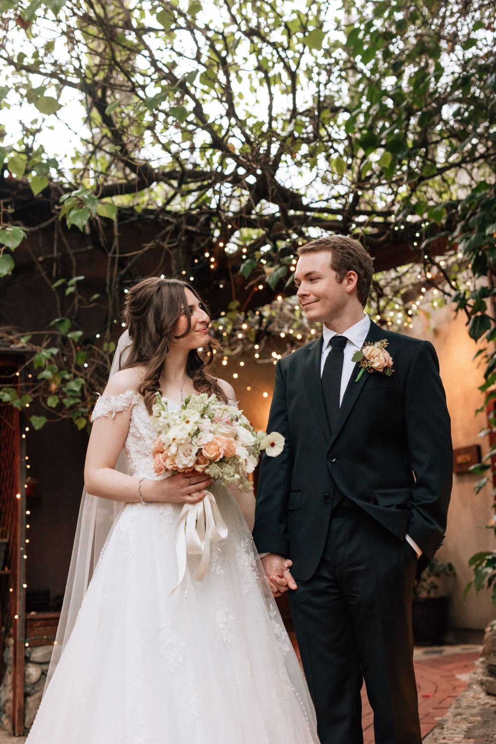 bride and groom in topanga california