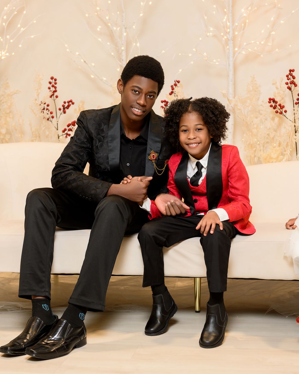 A panoramic photo sequence showing formal dress shoes and pants from different angles against a light background.