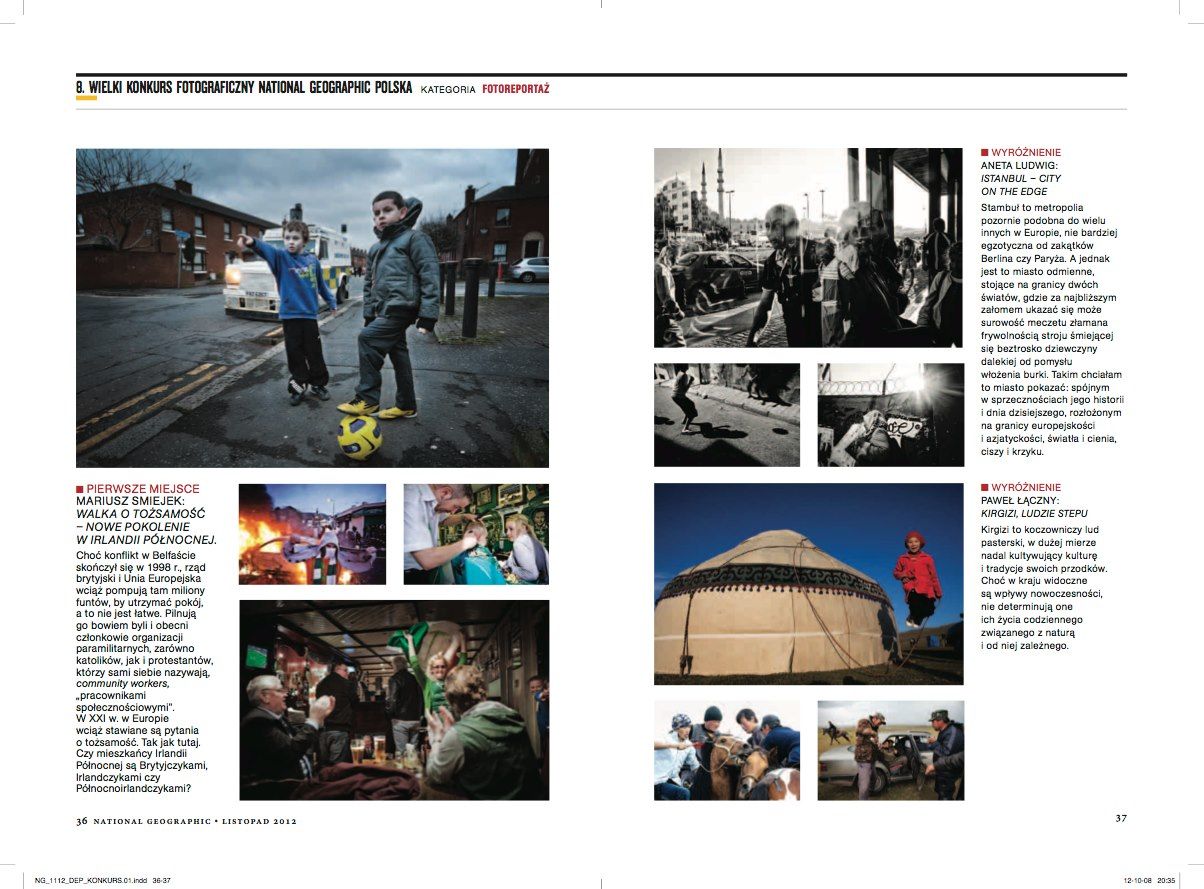 Rozkładówka magazynu National Geographic z reportażem fotograficznym Anety Ludwig.