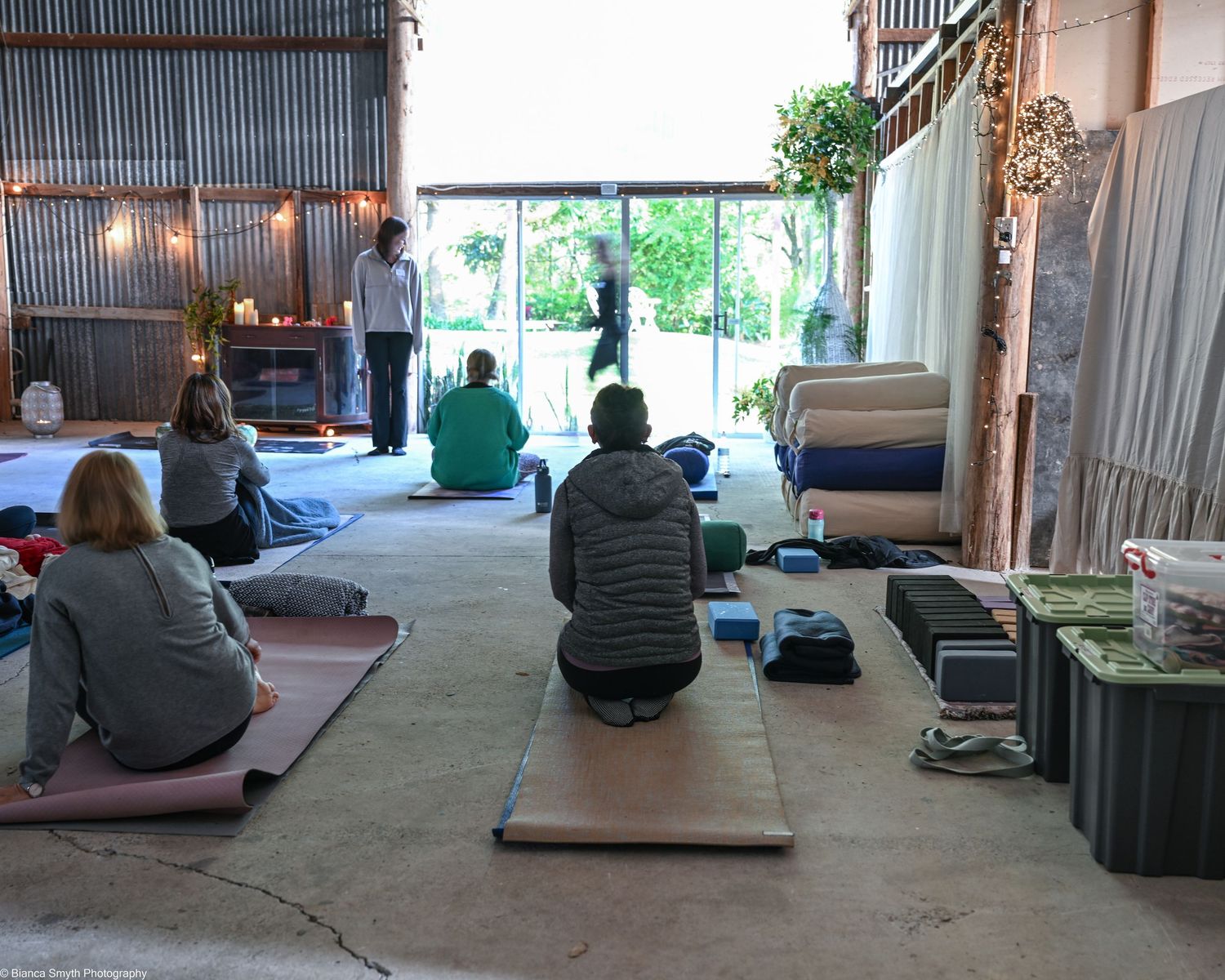 Group photo of people who attended a yoga retreat