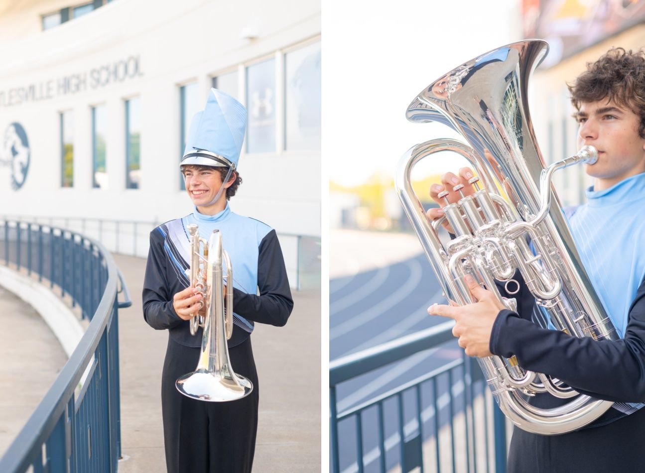 Senior Guy with Band Instrument at Bartlesville High School BHS by Bartlesville Senior Photographer Kristi Bray Photography