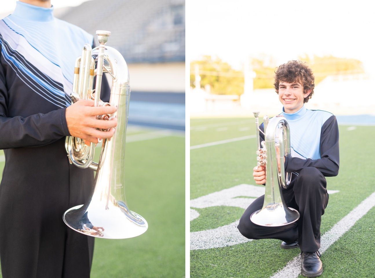 Senior Guy with Band Instrument at Bartlesville High School BHS by Bartlesville Senior Photographer Kristi Bray Photography
