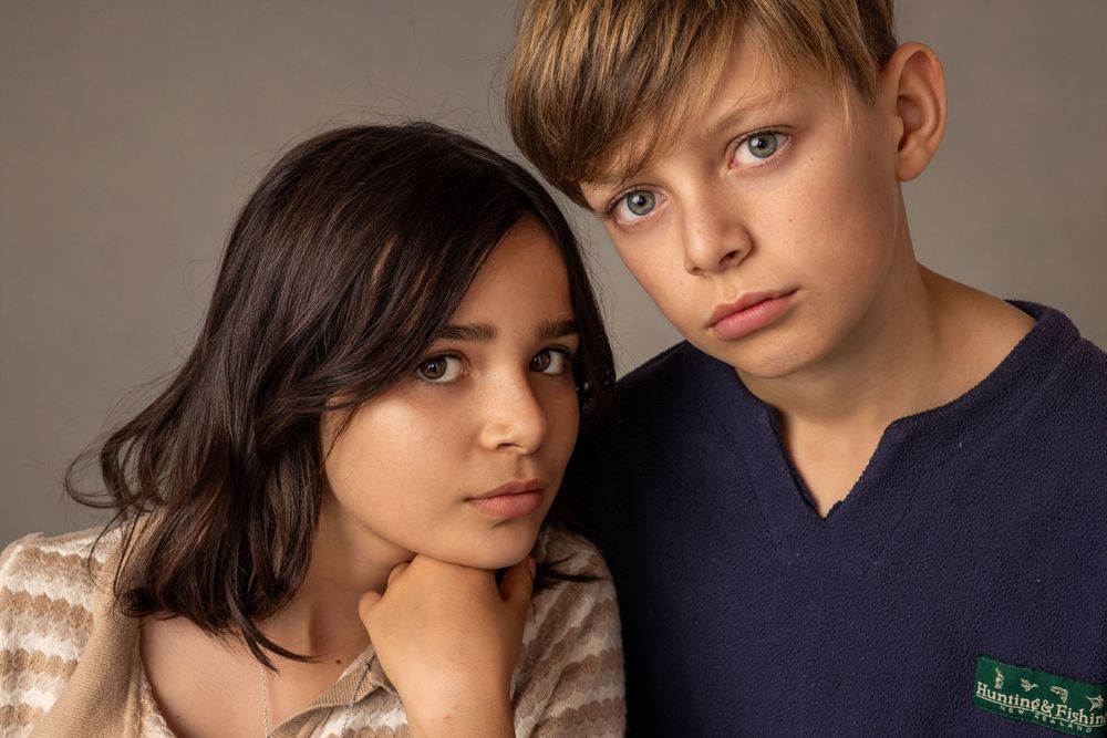 Brother and sister portrait session in Warkworth studio