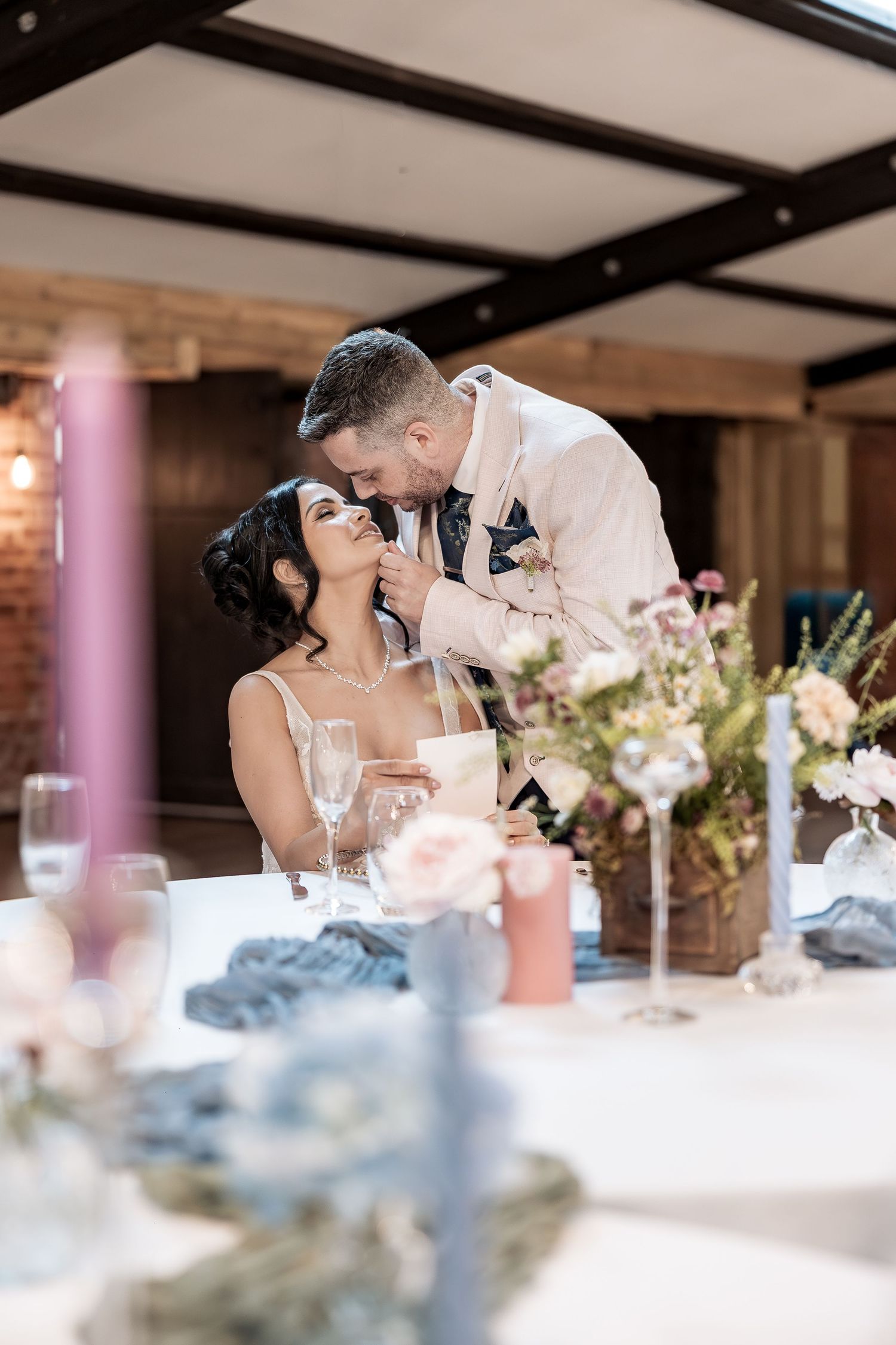 Candid storytelling moment of couple during their wedding