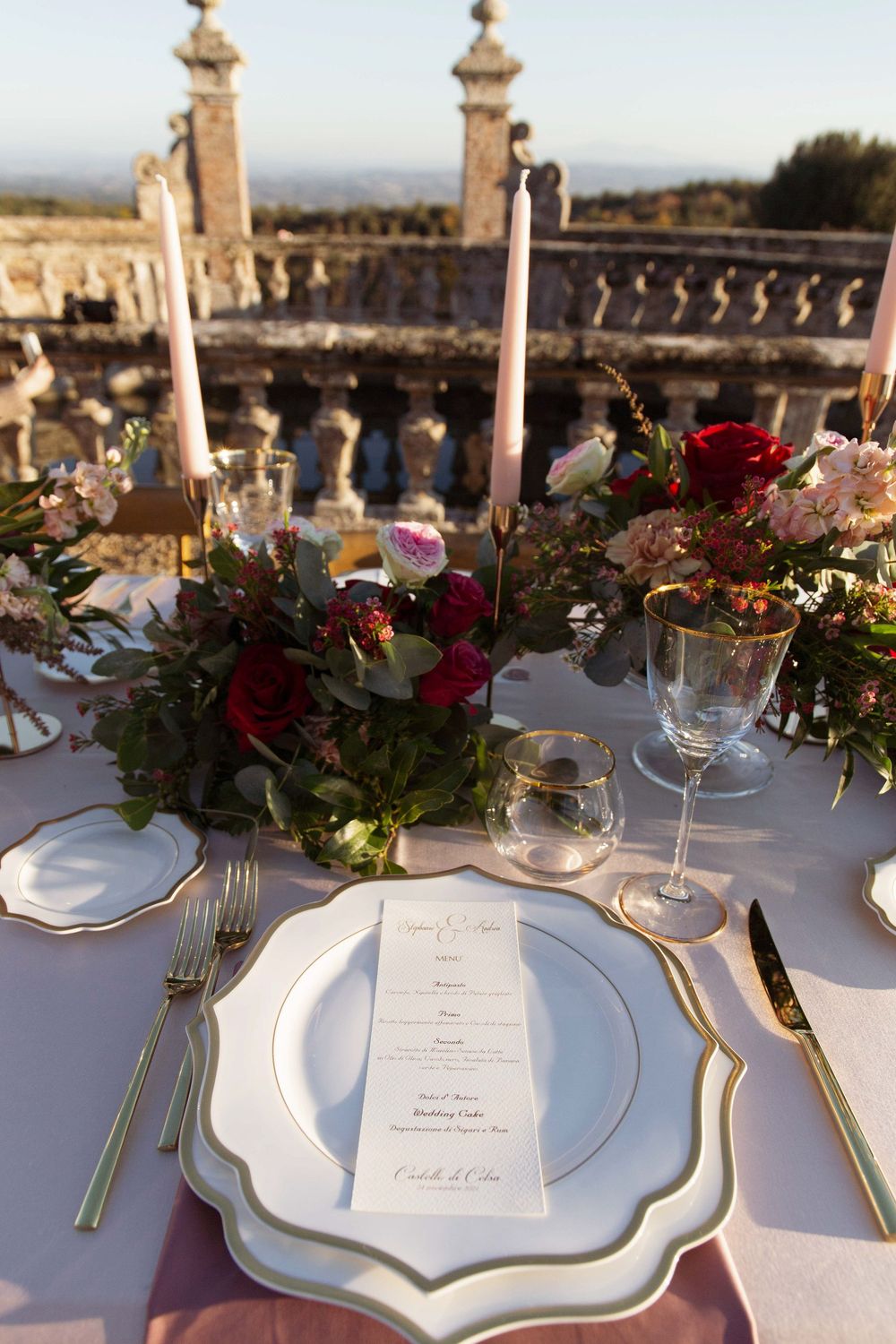 Elegant destination wedding in Tuscany at Castello di Celsa, featuring Renaissance architecture, Italian gardens and timeless photography
