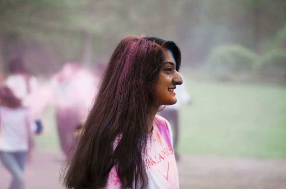 student at high school holi event