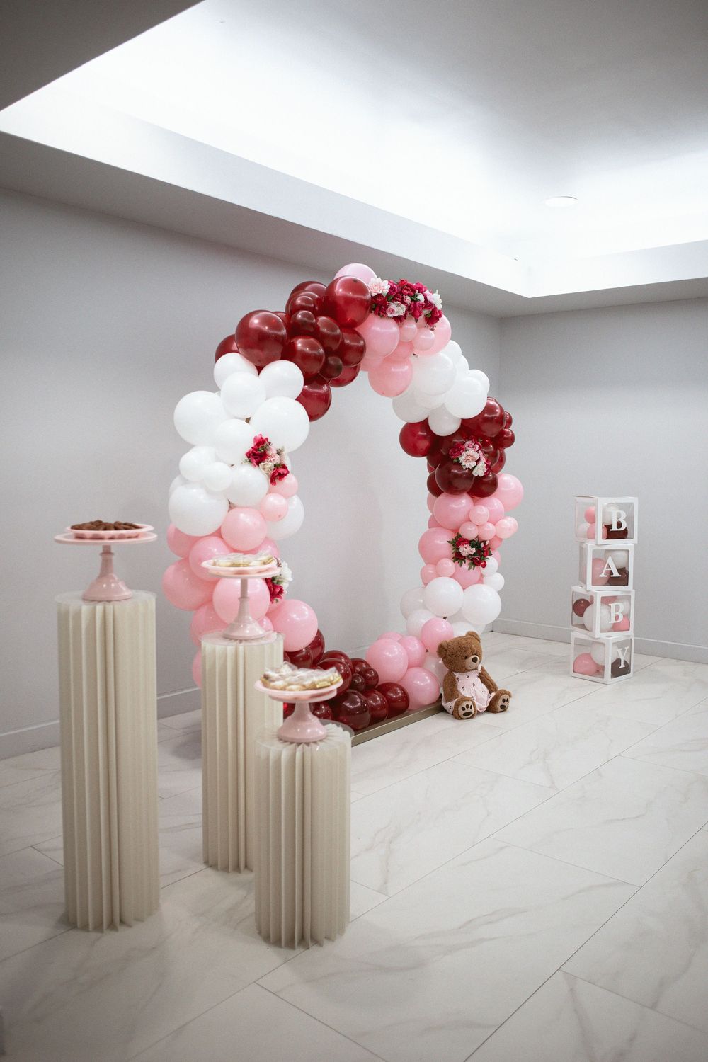 Decorations for photo booth at a miami baby shower. It's a girl!