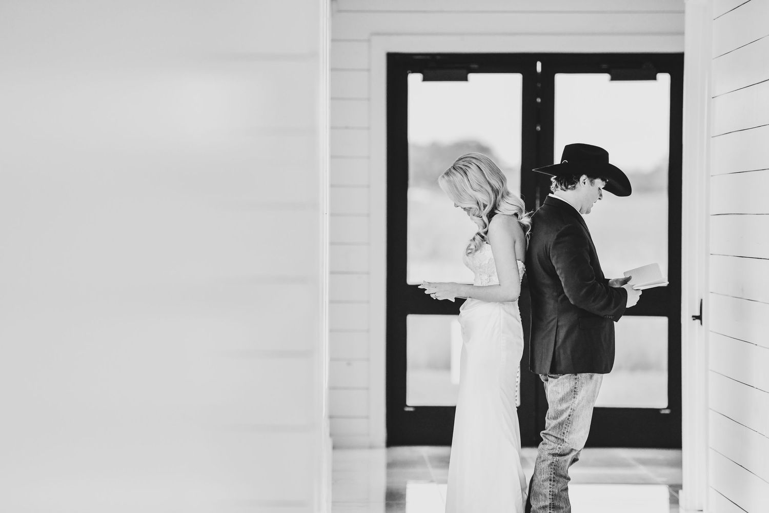 Emotional first touch between bride and groom at The Gardenia