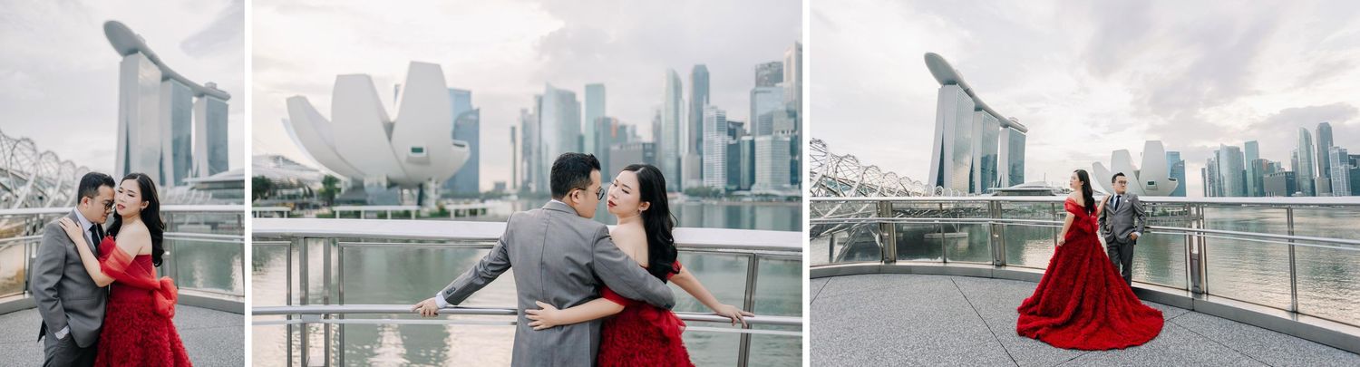 Best Pre-Wedding Photoshoot Locations in Singapore: Helix Bridge Marina Bay Sands