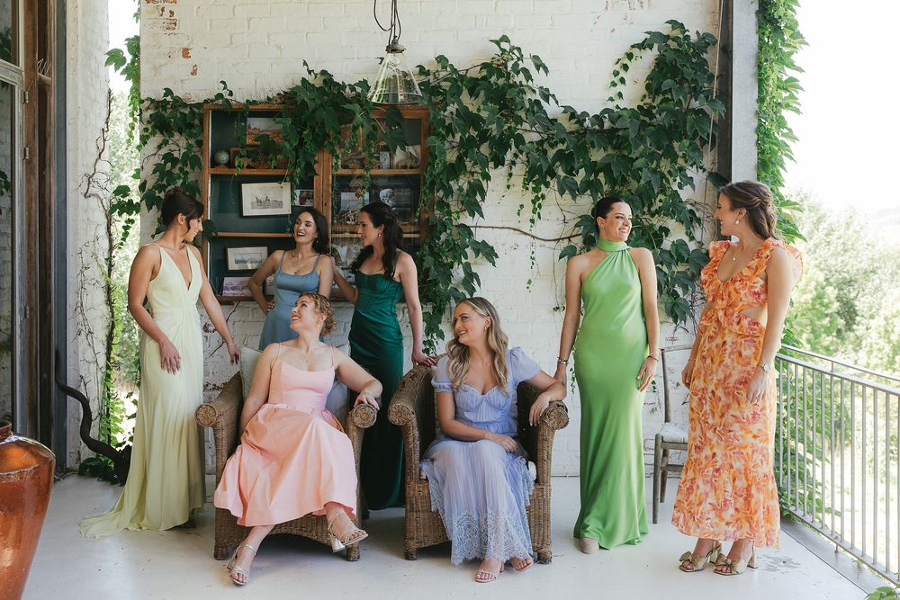 Bridesmaids at The villa next door at Johannesdal 1207 with elegant interiors and garden views