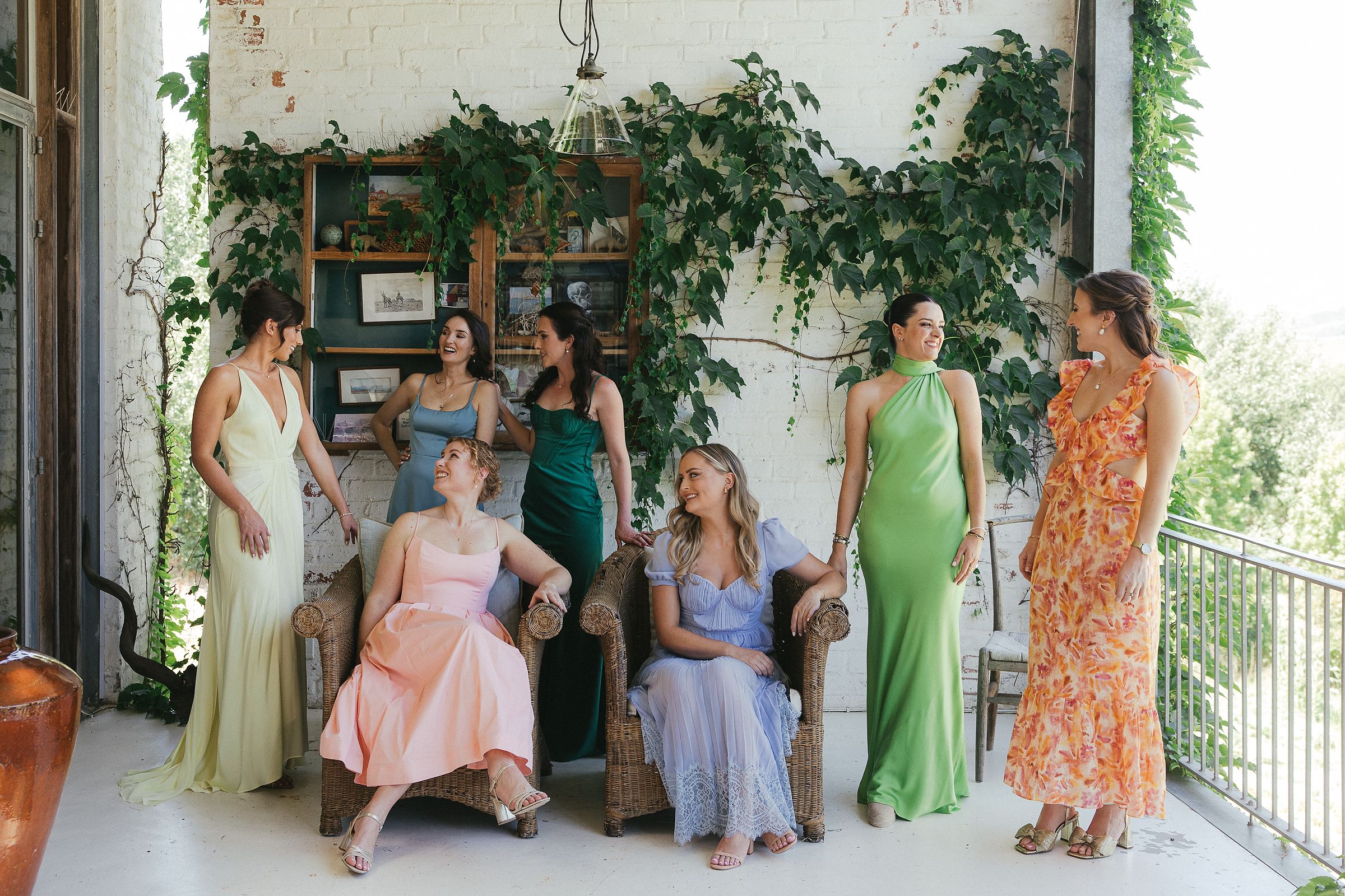 Bridesmaids at The villa next door at Johannesdal 1207 with elegant interiors and garden views