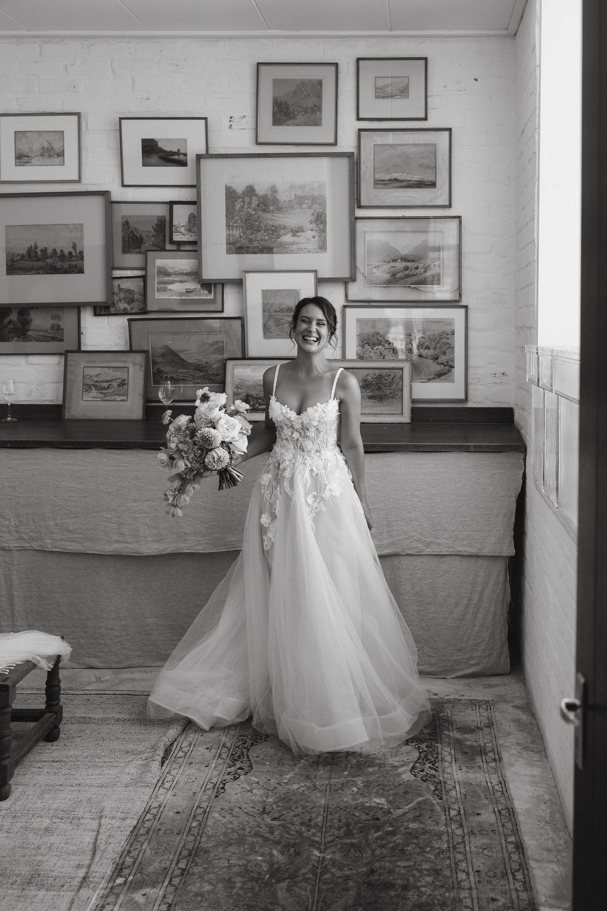 Bride portraits at The villa next door at Johannesdal 1207 with elegant interiors and garden views