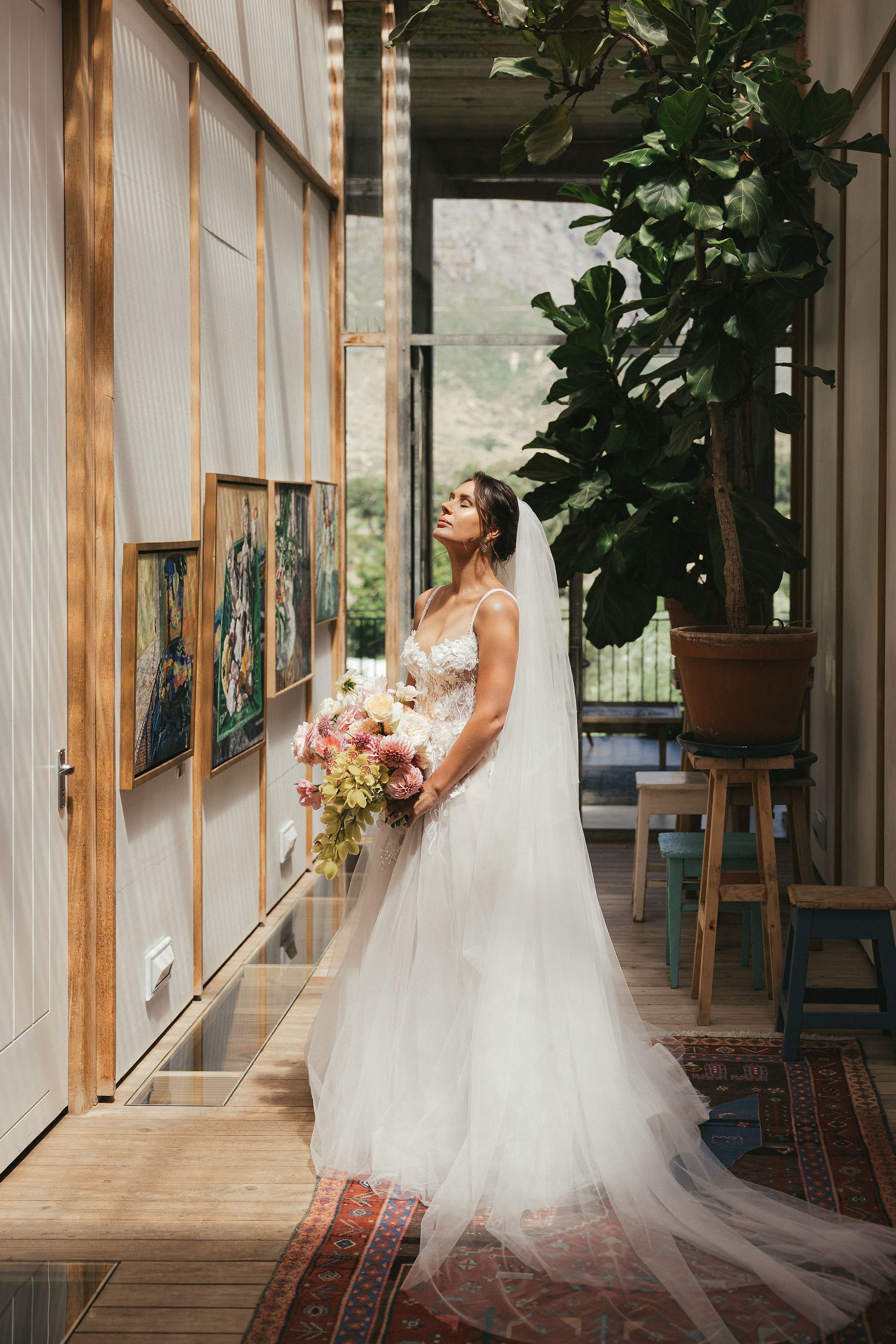 Bride portraits The villa next door at Johannesdal 1207 with elegant interiors